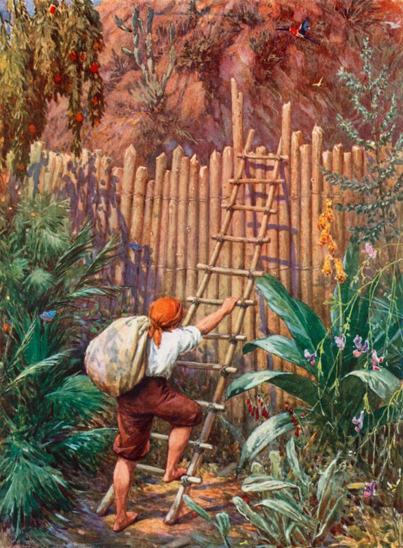 Illustration til Robinson Crusoe af Howard Davie