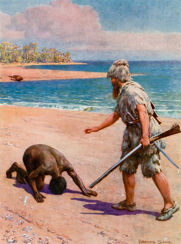 Illustration til Robinson Crusoe af Howard Davie