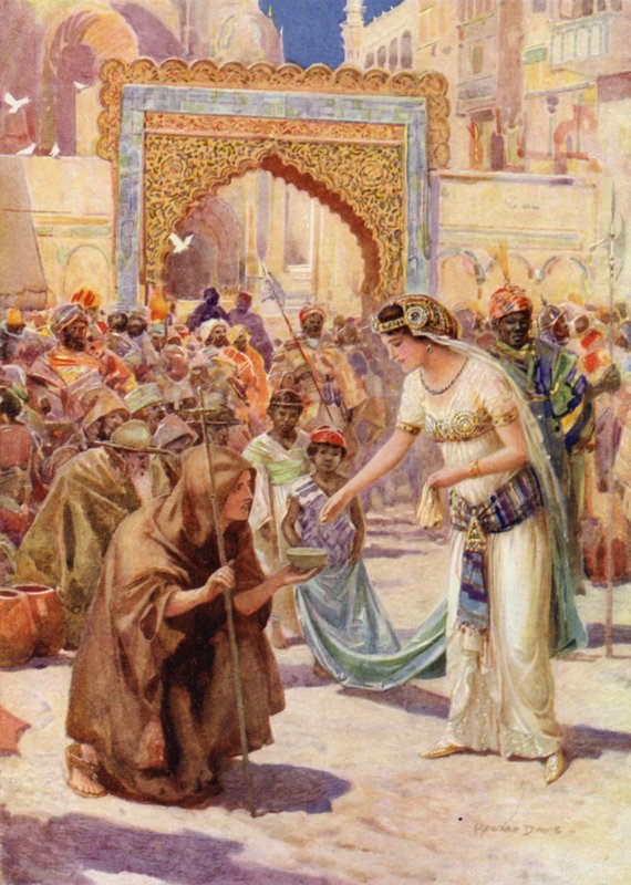 St George og Prinsesse Sabra (farve litho) af Howard Davie