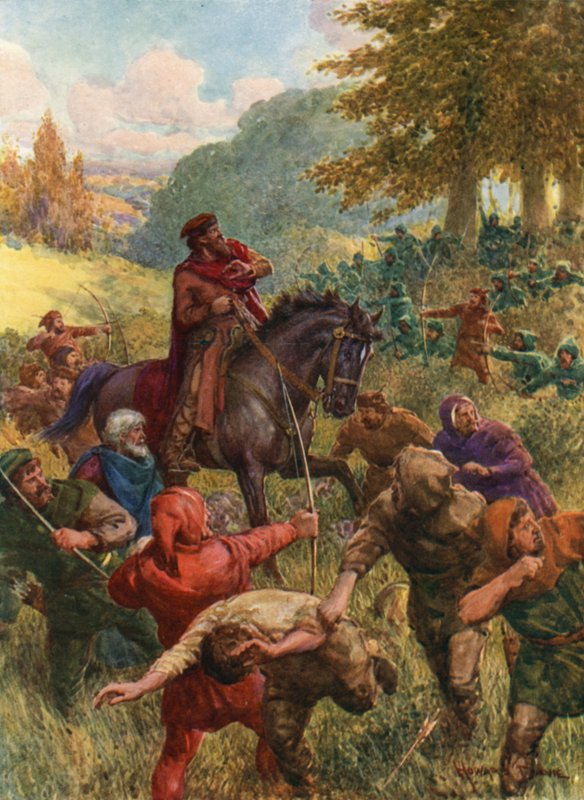 "The Rescue of Sir Richard of the Lea" (farve litho) af Howard Davie
