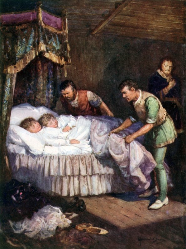 Mordet på prinserne i tårnet (farve litho) af Howard Davie