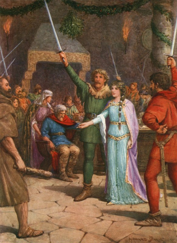 "Vi står alle sammen ved Sir Guy!" (farve litho) af Howard Davie