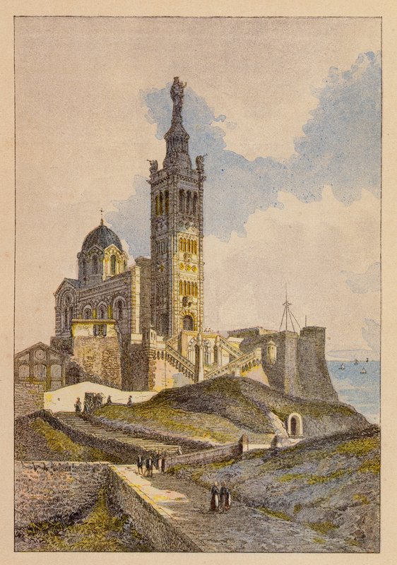Notre-Dame De La Garde, Marseille (farvelitografi) af Hubert Clerget