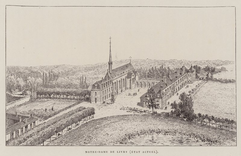 Notre-Dame De Livry, nuværende tilstand (kobberstik) af Hubert Clerget