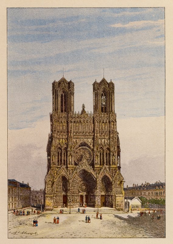 Notre-Dame De Reims (farvelitografi) af Hubert Clerget