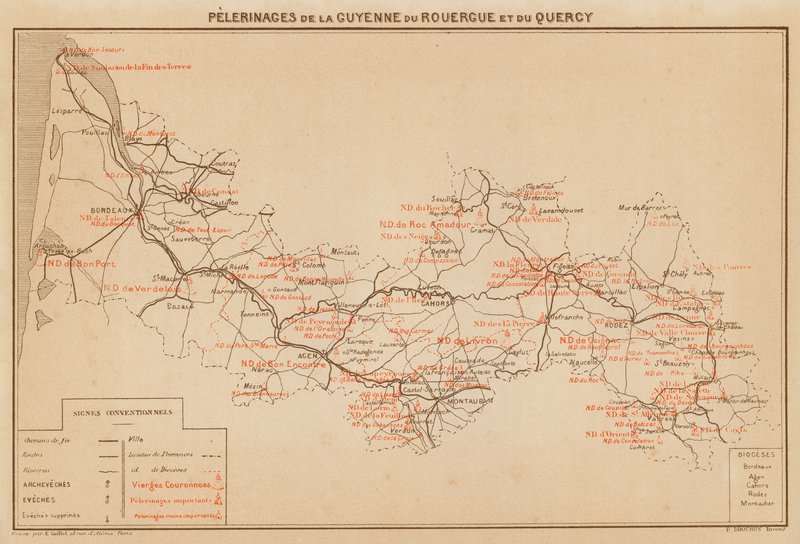 Pelerinages De La Guyenne Du Rouergue Et Du Quercy (farvelitografi) af Hubert Clerget