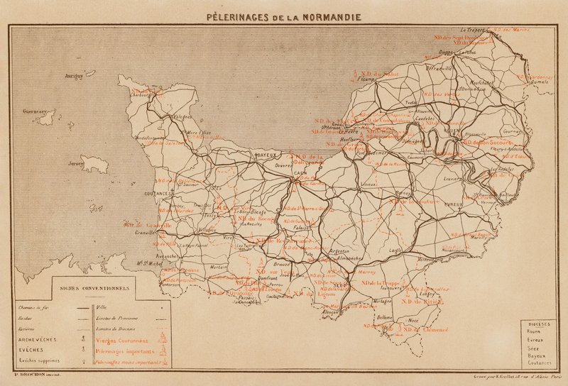 Pelerinages De La Normandie (farvelitografi) af Hubert Clerget