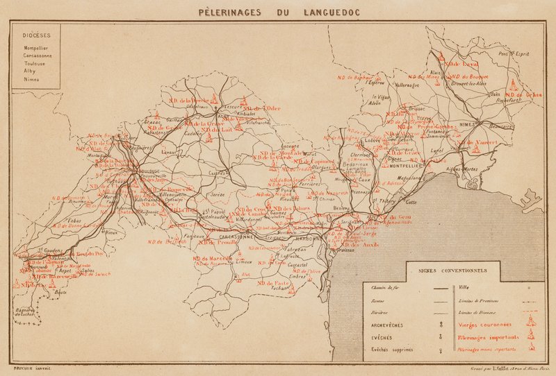 Pelerinages Du Languedoc (farvelitografi) af Hubert Clerget