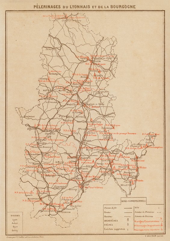 Pelerinages Du Lyonnais Et De La Bourgogne (farvelitografi) af Hubert Clerget