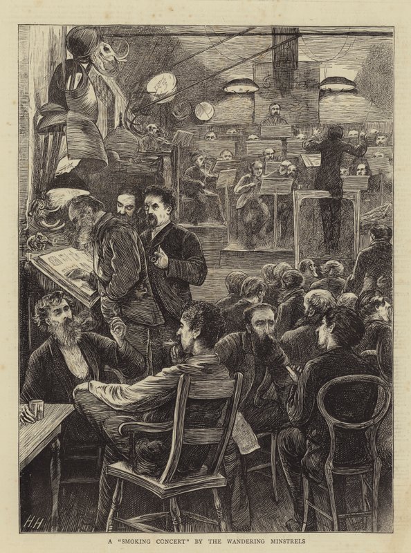 En rygende koncert af de vandrende minstre af Hubert von Herkomer