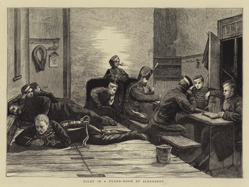 Nat i et vagtværelse ved Aldershot af Hubert von Herkomer