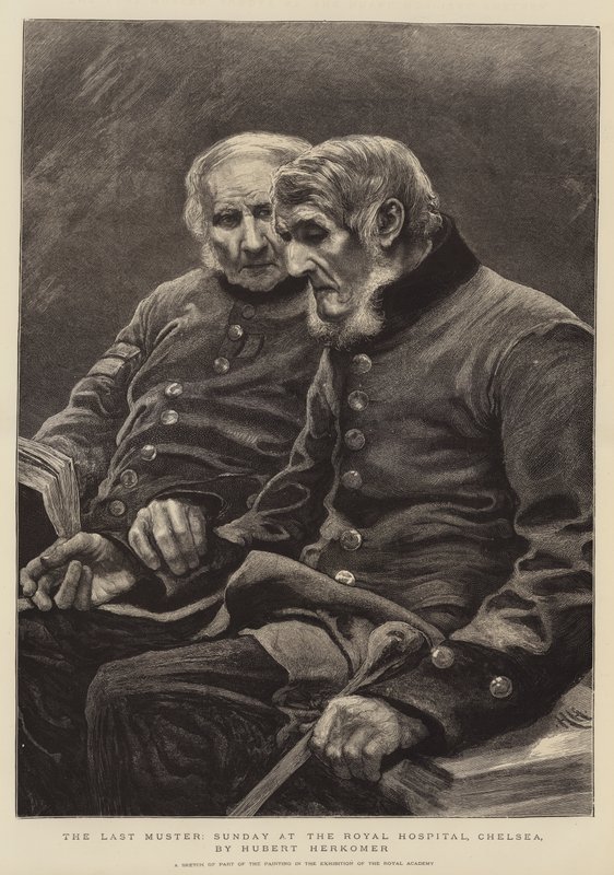 The Last Muster, søndag på Royal Hospital, Chelsea af Hubert von Herkomer