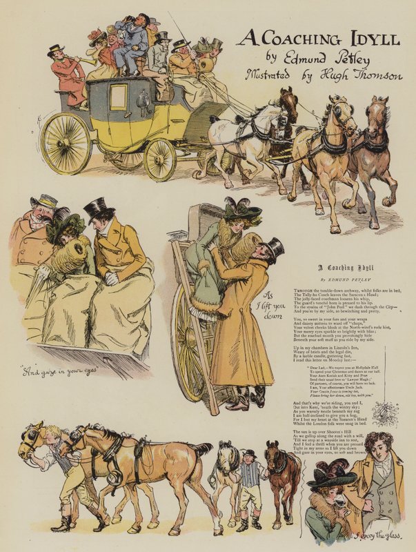 A Coaching Idyll, af Edmund Petley (chromolitho) af Hugh Thomson