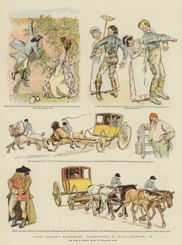 Tante Keziahs bortførelse (chromolitho) af Hugh Thomson