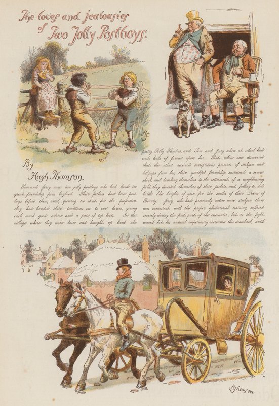 The Loves and Jalousies of Two Jolly Postboys (chromolitho) af Hugh Thomson