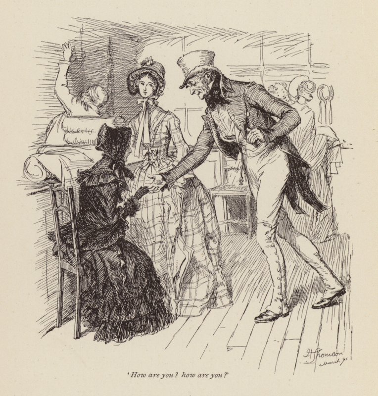 Illustration til Cranford af fru Gaskell (gravering) af Hugh Thomson