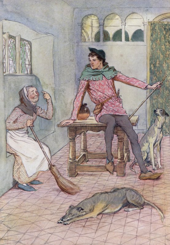 Illustration til The Merry Wives of Windsor (farve litho) af Hugh Thomson