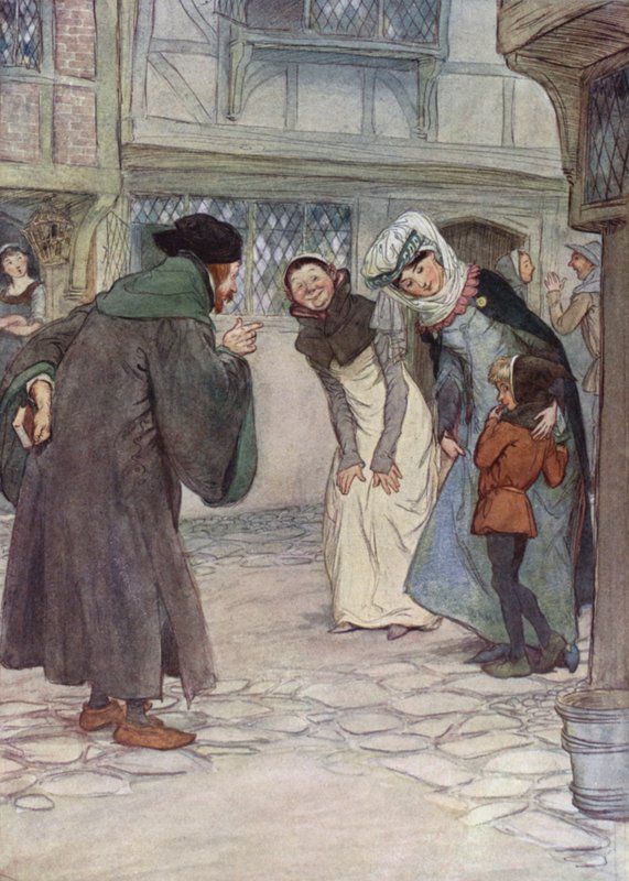 Illustration til The Merry Wives of Windsor (farve litho) af Hugh Thomson