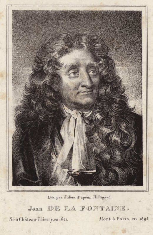 Portræt af Jean de La Fontaine af Hyacinthe Francois Rigaud