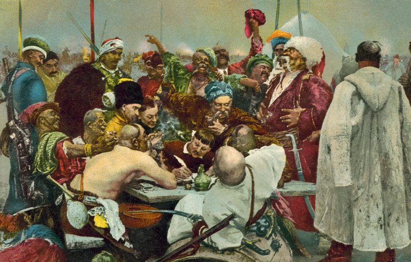 Zaporozhianske kosakkers svar til Sultan Mehmed IV fra Det Osmanniske Rige af Ilya Efimovich after Repin