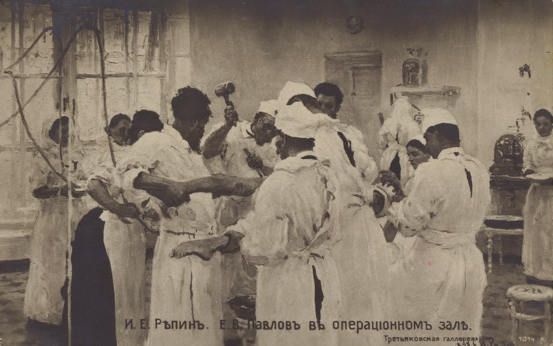 Kirurgen E Pavlov i operationsstuen, 1888 af Ilya Efimovich after Repin