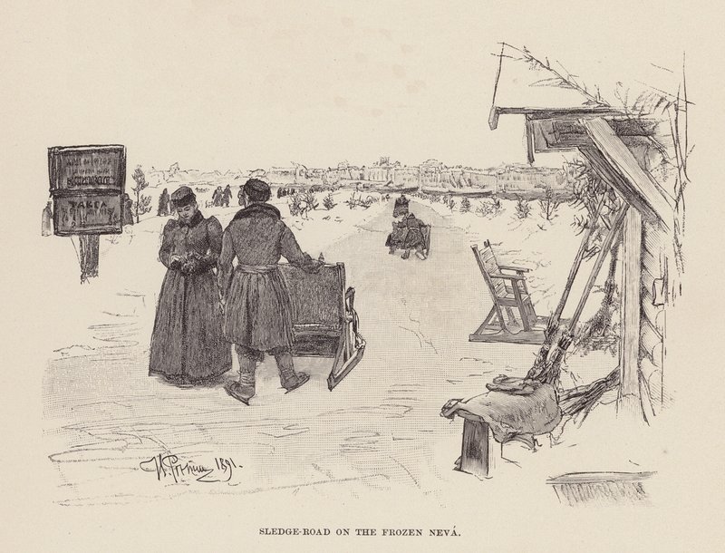 Slædevej på Fronzen Neva (gravering) af Ilya Efimovich (after) Repin