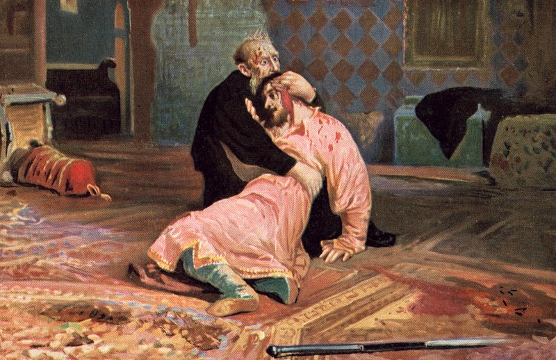 Ivan den grusomme og hans søn Ivan den 16. november 1581 af Ilya Efimovich after Repin