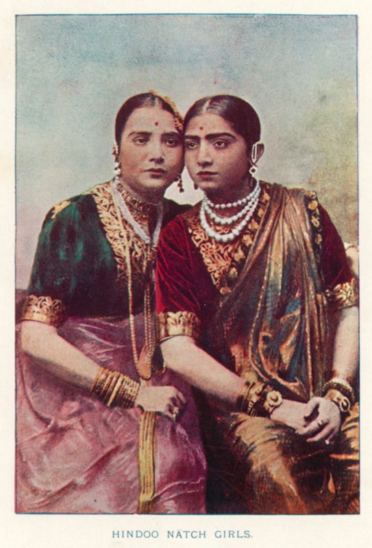 Indiske indfødte: Hindoo Natch Girls (farvet foto) af Indian photographer
