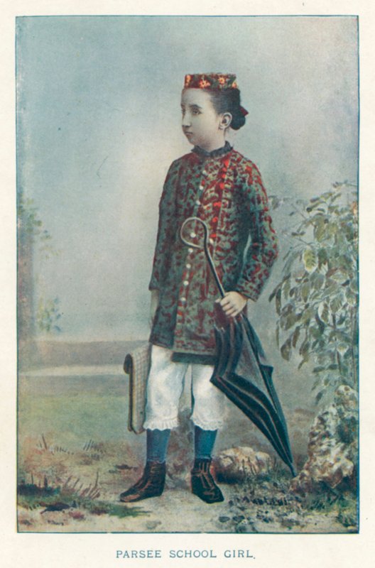 Indiske indfødte: Parsee School Girl (farvet foto) af Indian photographer