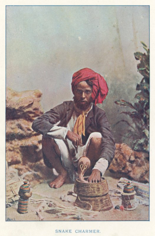 Indiske indfødte: Snake Charmer (farvet foto) af Indian photographer