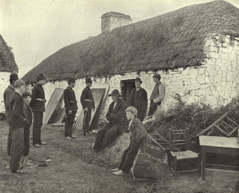 Udsættelsesscene, County Clare (s/h-billede) af Irish Photographer