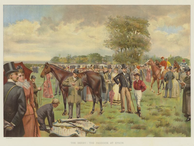 The Derby, the Paddock at Epsom (chromolitho) af Isaac J. Cullin