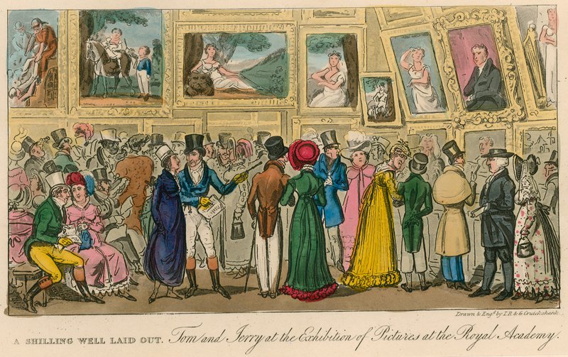 En vel brugt skilling: Tom og Jerry ved udstillingen af billeder på Royal Academy af Isaac, Robert and George Cruikshank
