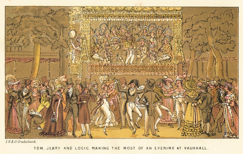 Tom, Jerry og Logic, der får det bedste ud af en aften i Vauxhall af Isaac, Robert and George Cruikshank