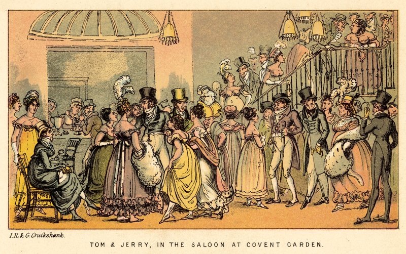 Tom og Jerry i saloonen i Covent Garden af Isaac, Robert and George Cruikshank