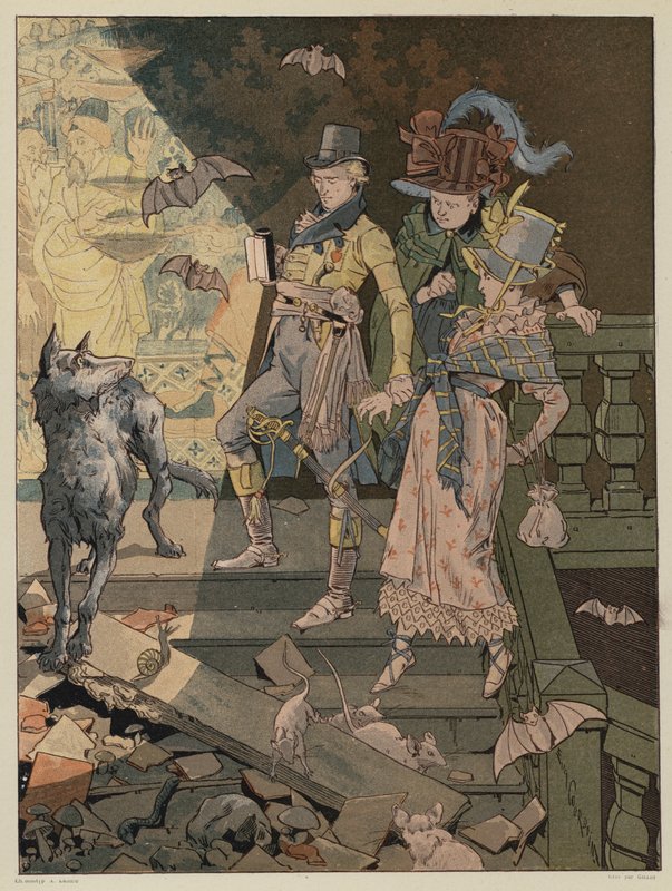 Scene fra La Dame de Gai-Fredon, af Quatrelles (Ernest L
