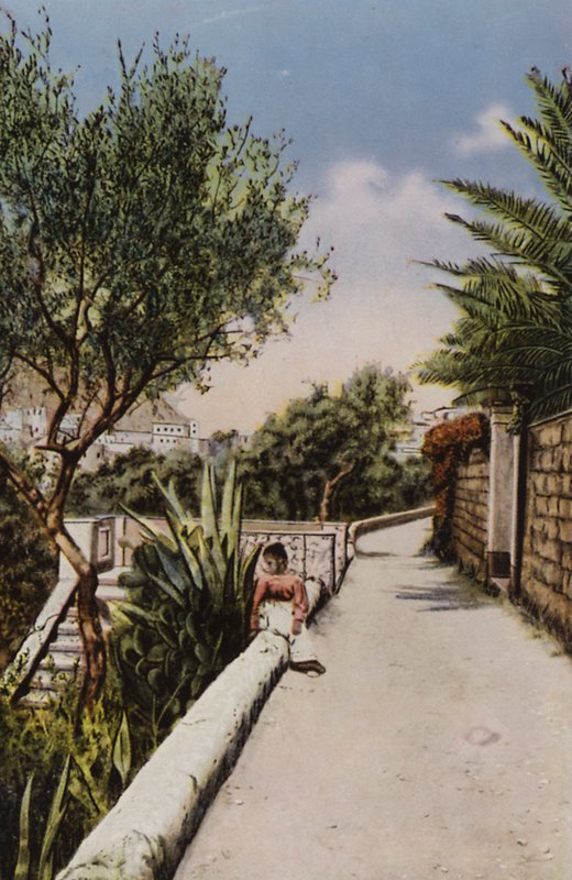 Capri: Via Tragara (farvelitografi) af Italian Photographer
