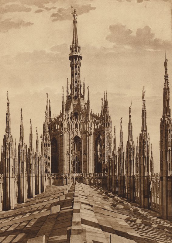 Domkirken i Milano: Hovedspiret (s/h-foto) af Italian Photographer