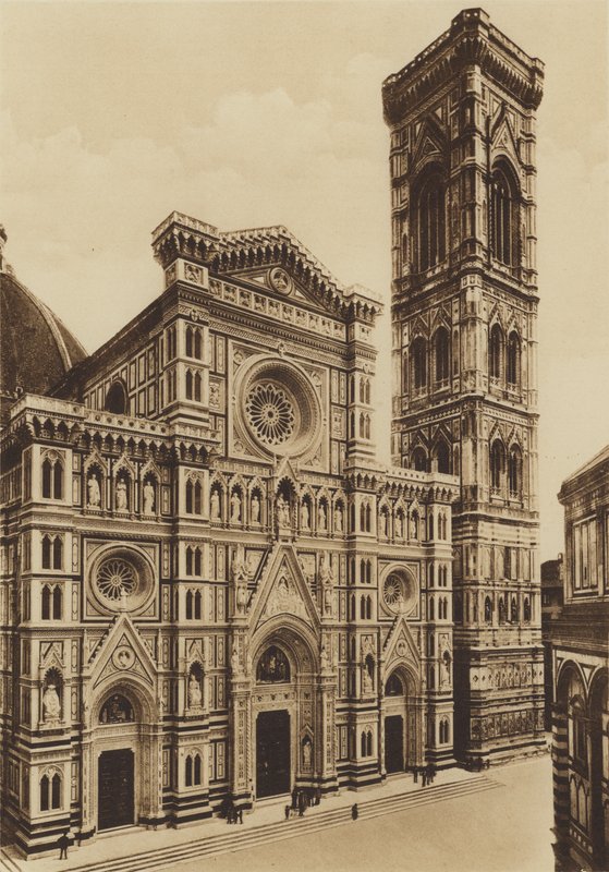 Firenze / Firenze: Facaden af ​​katedralen, Arch De Fabris og del Moro (s/h foto) af Italian Photographer