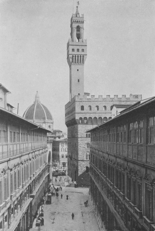 Firenze, Uffizi Gallery og Palazzo Vecchio (s/h foto) af Italian Photographer
