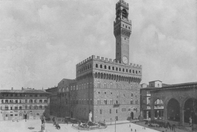 Firenze, Piazza della Signoria med Palazzo Vecchio (s/h foto) af Italian Photographer