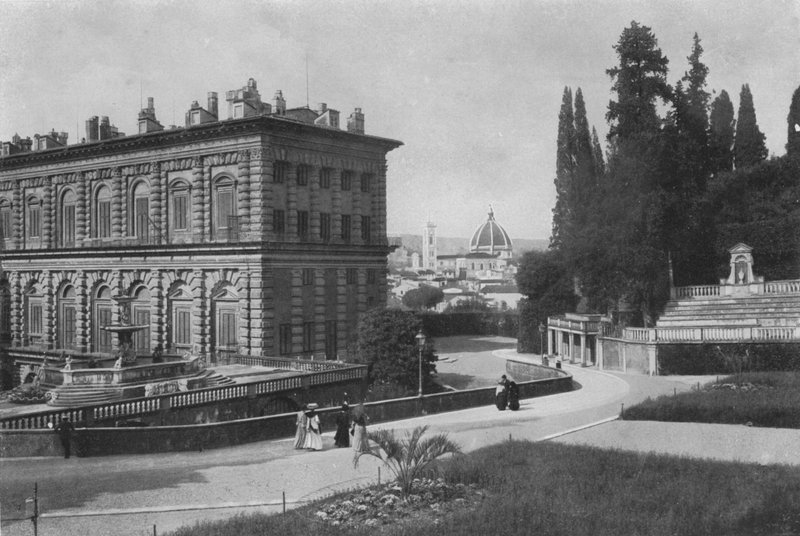 Firenze og Palazzo Pitti, bagerste del med udsigt over katedralen (s/h foto) af Italian Photographer