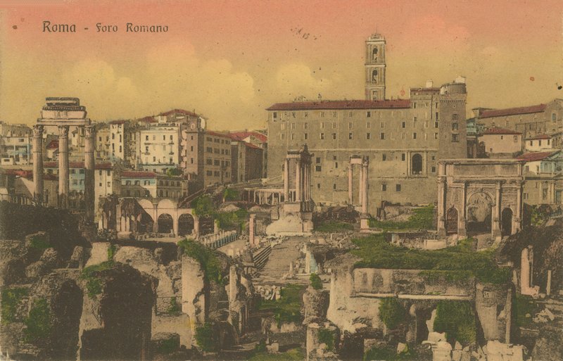 Forum Romanum, Rom. Postkort sendt i 1913 af Italian Photographer