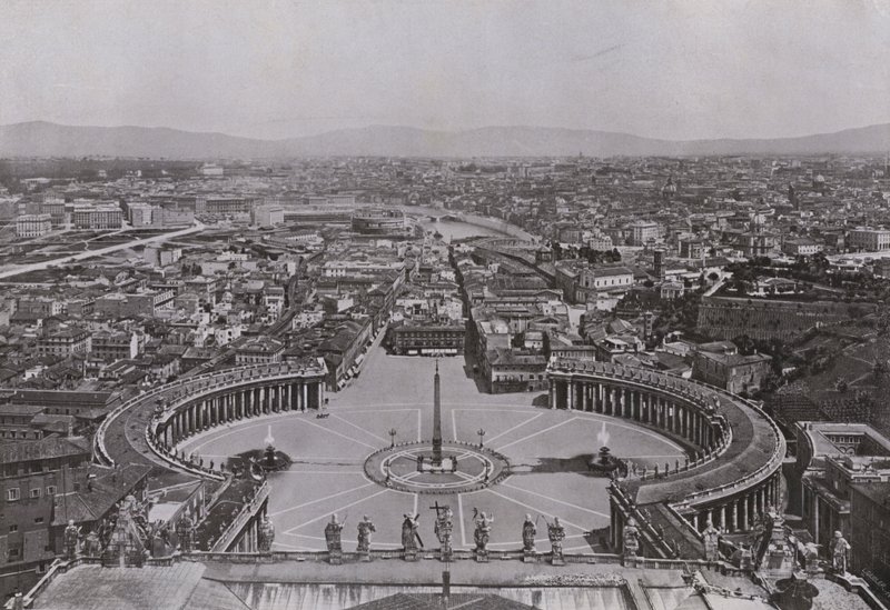 Italien: Rom, panorama taget fra kuppelen på Peterskirken (s/h foto) af Italian Photographer