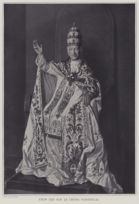 Pave Leo XIII på den pavelige trone (s/h foto) af Italian Photographer