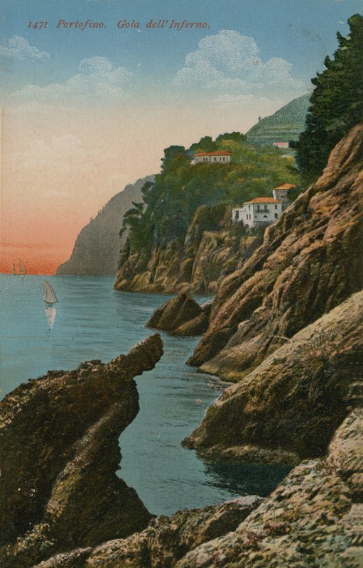 Portofino, Italien. Gola dell Inferno. Postkort sendt i 1913. af Italian Photographer