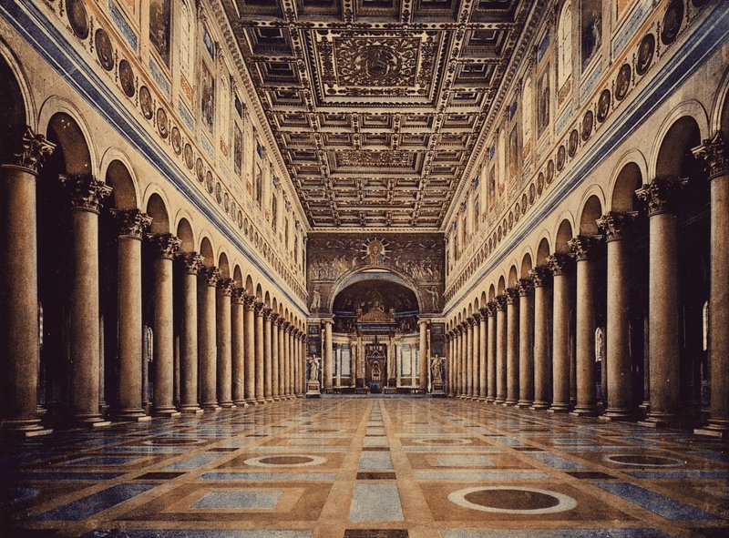 Rom / Rom: Sankt Pauls basilika, interiør (farvefoto) af Italian Photographer