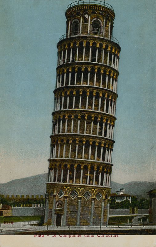 Det skæve tårn i Pisa. Postkort sendt i 1913. af Italian Photographer