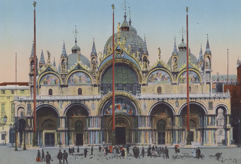 Venedig, San Marco-kirkens facade (farvet foto) af Italian Photographer