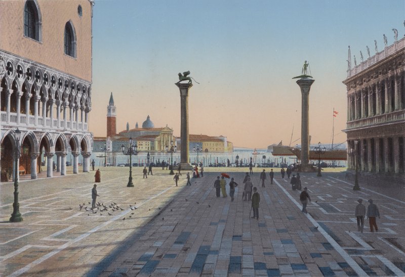 Venedig, Piazzetta San Marco og de to søjler (farvet foto) af Italian Photographer